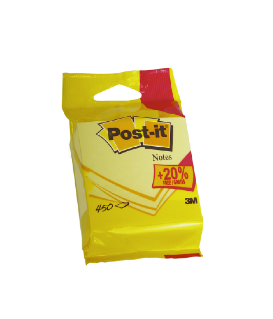 Cubo 375+75 hojas notas adhesivas 76x76mm canary yellow emblistado individual 5426p post-it 7100172391