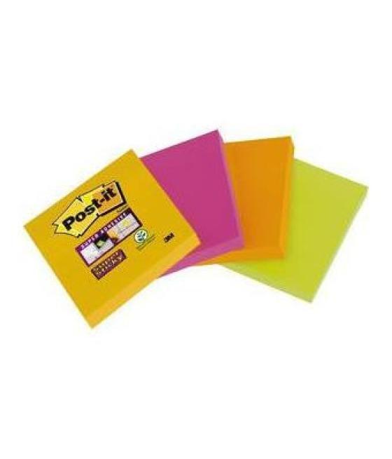 Pack 4 blocs 45 hojas notas adhesivas 47,6x47,6mm super sticky colores surtidos 6910sss-ypog-eu post-it 7100172209