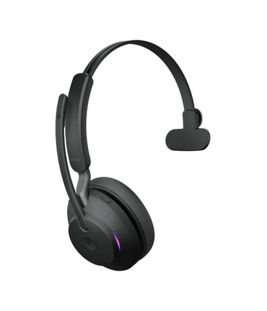 Jabra Evolve2 65, MS Mono Auriculares Inalámbrico Diadema Oficina/Centro de llamadas USB tipo A Bluetooth Negro