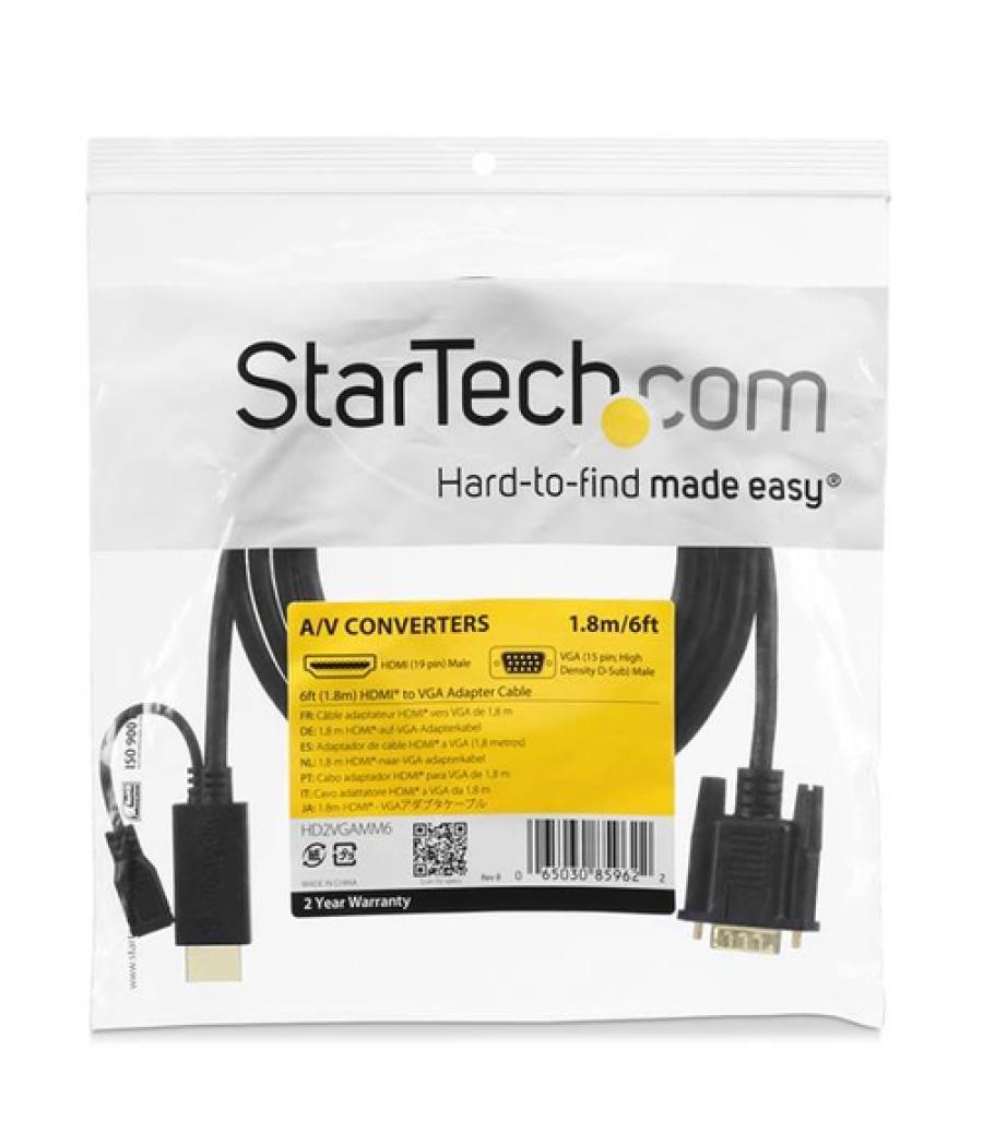 StarTech.com Cable de 1,8m Conversor Activo HDMI a VGA - Adaptador 1920x1200 1080p