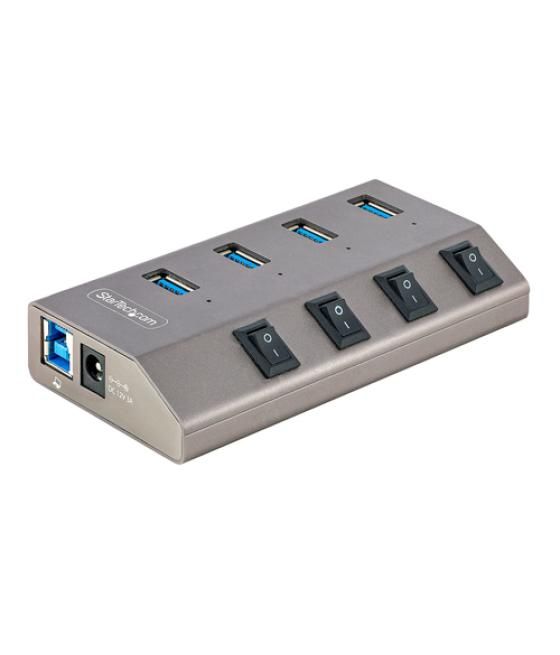 StarTech.com Hub USB-C Autoalimentado de 4 puertos con Interruptores Individuales - Concentrador USB 3.0 a 5 Gbps con Fuente de 