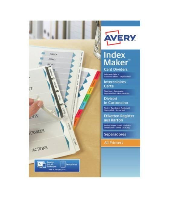 Avery 01732061 lengüeta de índice separador en blanco con pestaña cartón