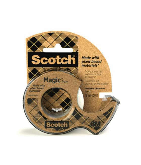 Rollo cinta invisible 19mm x 20m magicde origen vegetal con dispensador reciclado 9-1920d scoth 7100082821