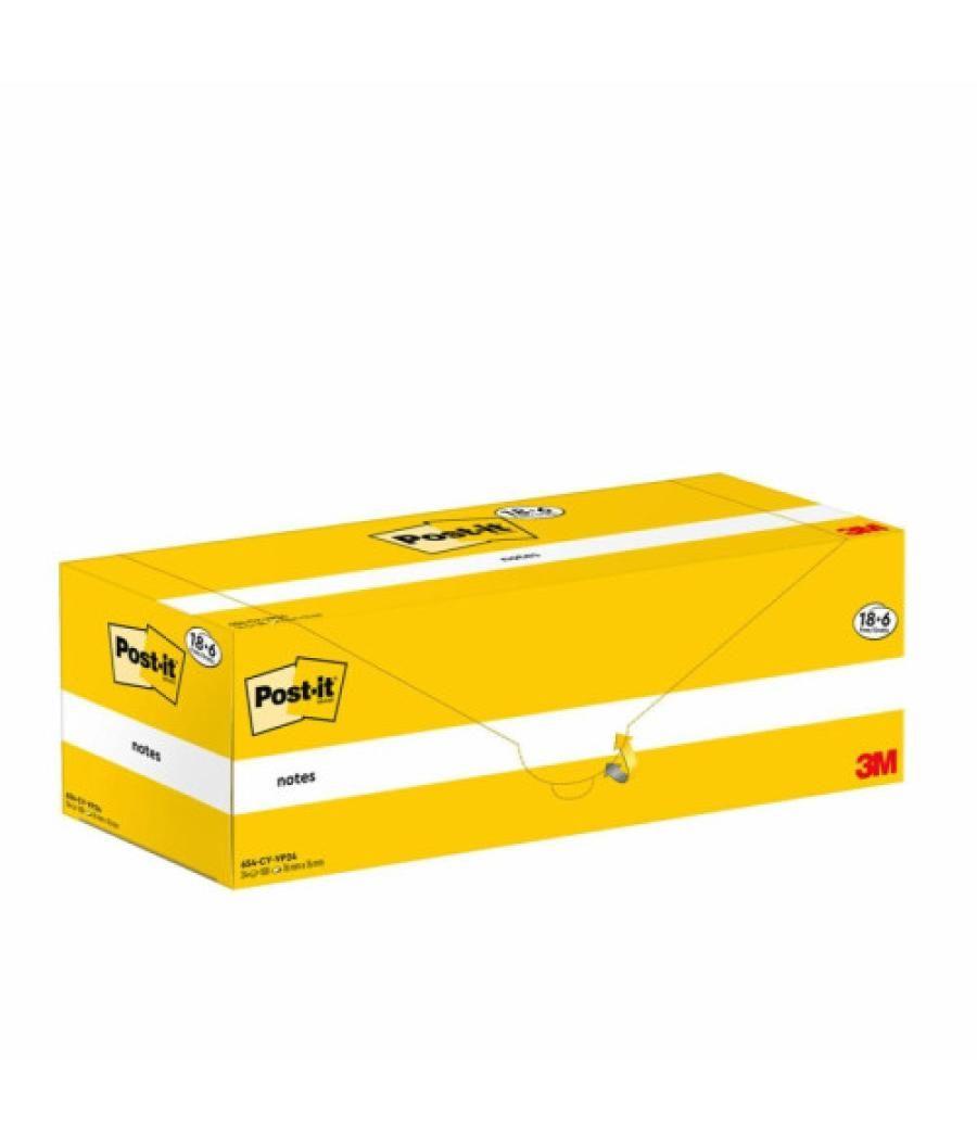 Pack 18+6 blocs 100 hojas notas adhesivas 76x76mm canary yellow caja cartón 654-cy-vp24 post-it 7100319213