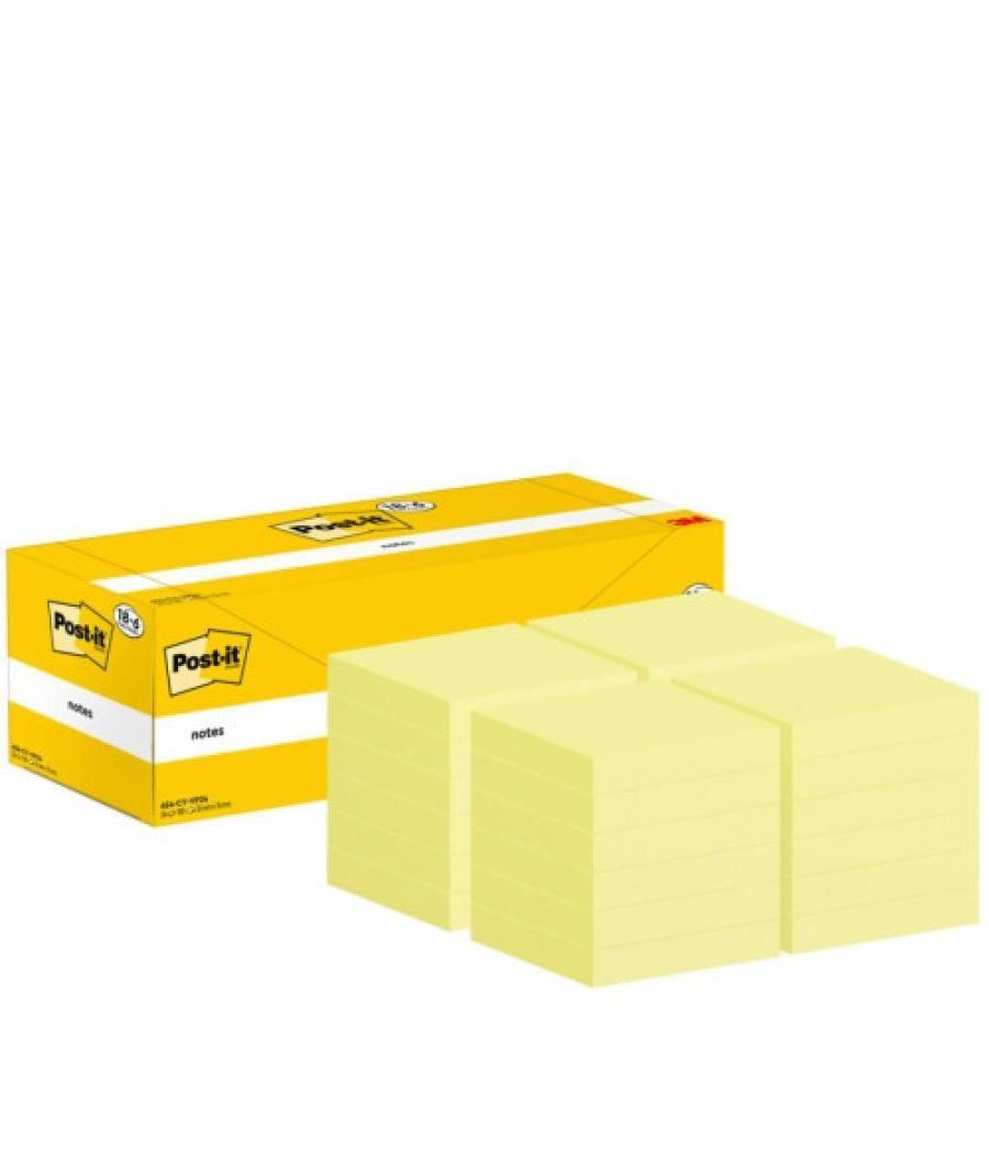 Pack 18+6 blocs 100 hojas notas adhesivas 76x76mm canary yellow caja cartón 654-cy-vp24 post-it 7100319213