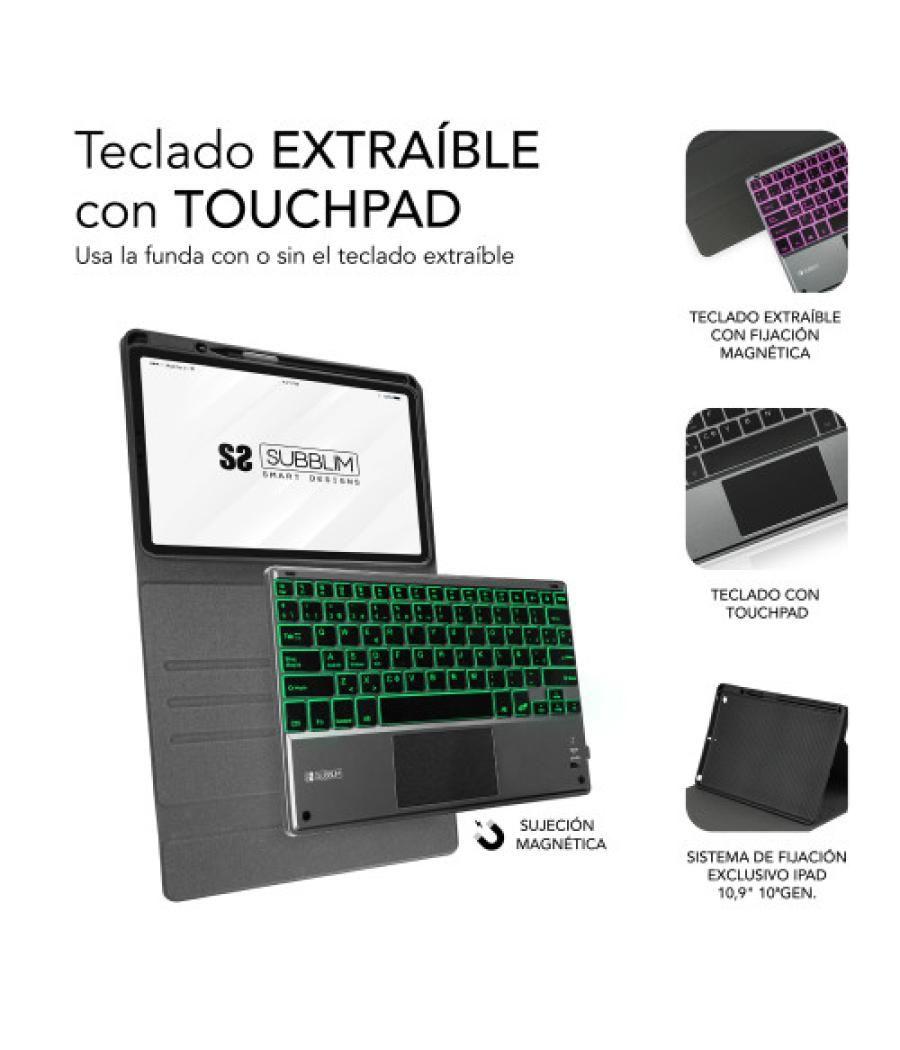 Subblim funda con teclado retroiluminado keytab pro bt touchpad ipad 10,9" 10a gen black