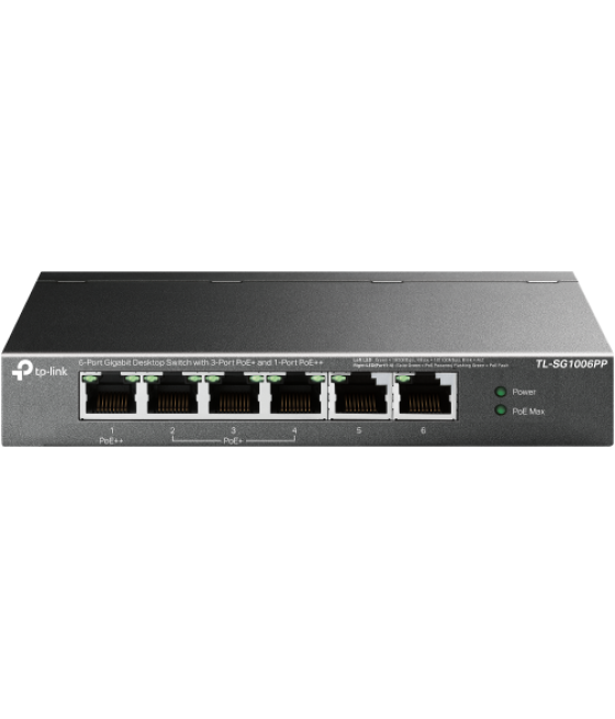 Tp-link tl-sg1006pp switch no administrado gigabit ethernet (10/100/1000) energía sobre ethernet (poe) gris