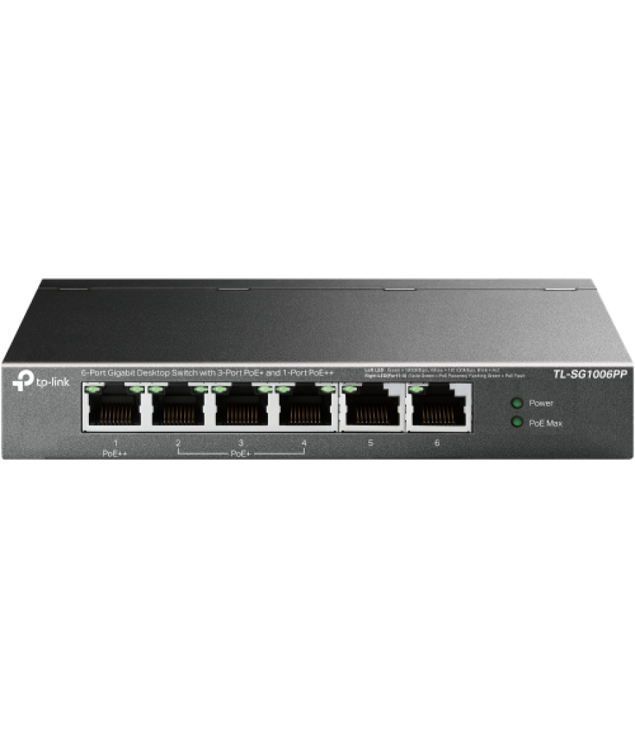 Tp-link tl-sg1006pp switch no administrado gigabit ethernet (10/100/1000) energía sobre ethernet (poe) gris