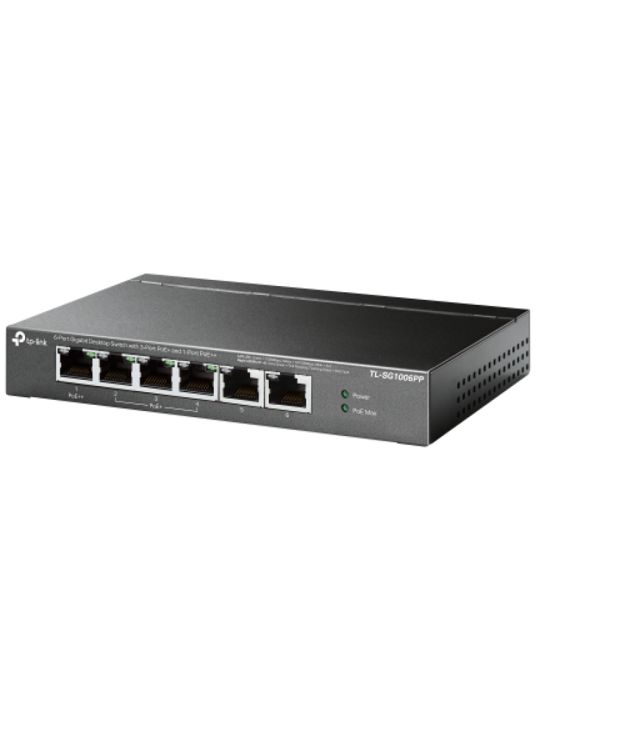 Tp-link tl-sg1006pp switch no administrado gigabit ethernet (10/100/1000) energía sobre ethernet (poe) gris