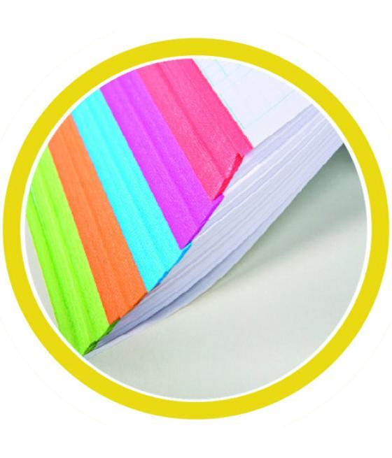 Cuaderno first class a5 tapa negra forrada microperforado 120h 100gr taladros 5x5 banda 5 colores pacsa 16036