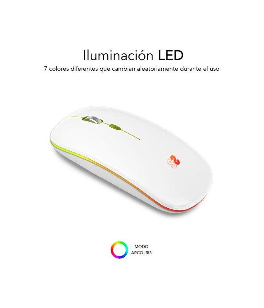 Ratón Inalámbrico por Bluetooth Subblim LED Dual Flat/ Batería recargable/ Hasta 1600 DPI/ Blanco - Imagen 2