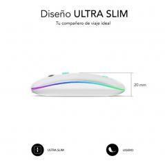 Ratón Inalámbrico por Bluetooth Subblim LED Dual Flat/ Batería recargable/ Hasta 1600 DPI/ Blanco - Imagen 4