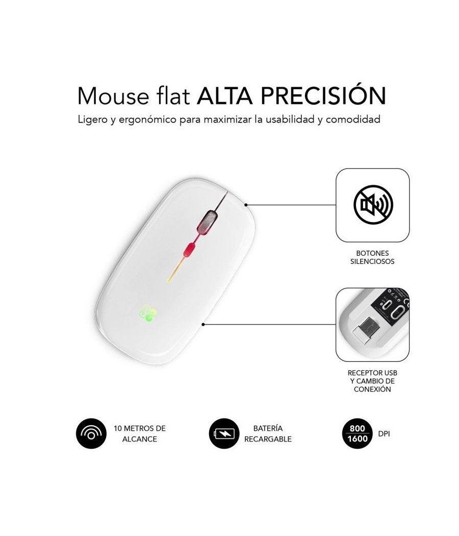 Ratón Inalámbrico por Bluetooth Subblim LED Dual Flat/ Batería recargable/ Hasta 1600 DPI/ Blanco - Imagen 5