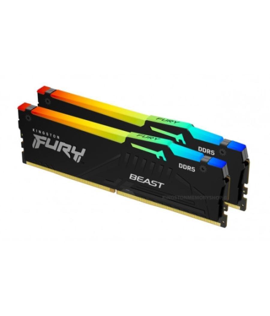 Memoria kingston fury beast rgb ddr5 64gb kit2 5200mt/s cl4