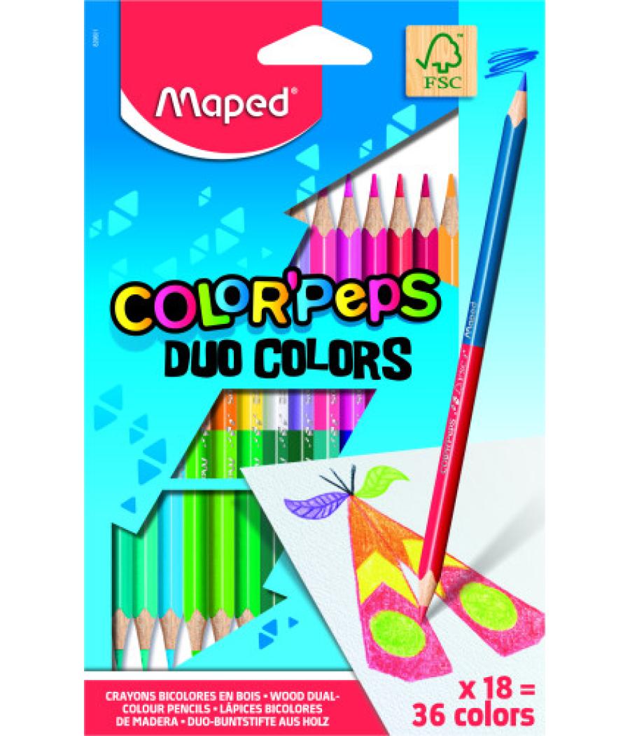 Estuche 18 lápices de colores color'peps duo. bicolor maped 829601fc