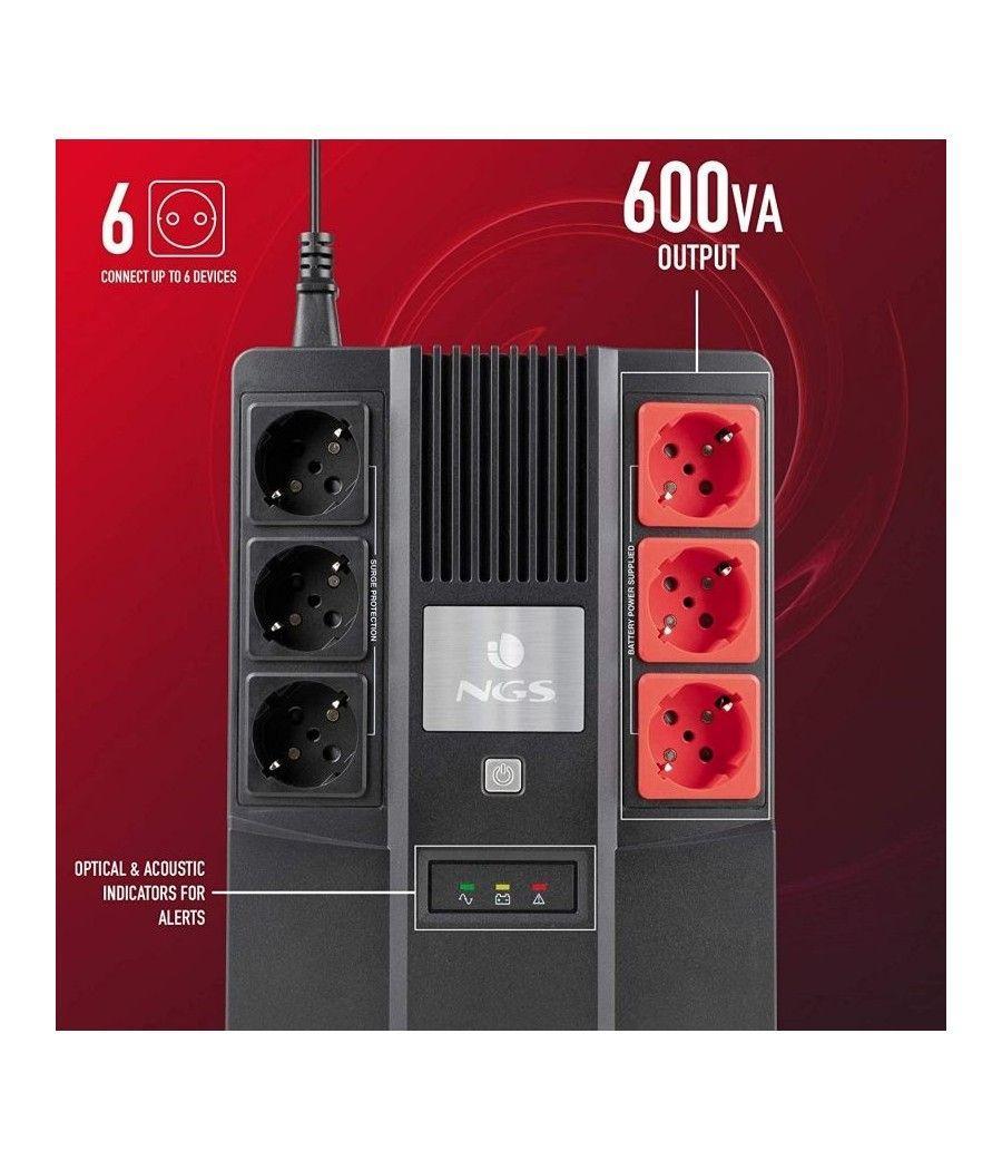 SAI Offline NGS Fortress Bunker/ 600VA-360W/ 6 Salidas/ Formato Bloque - Imagen 3