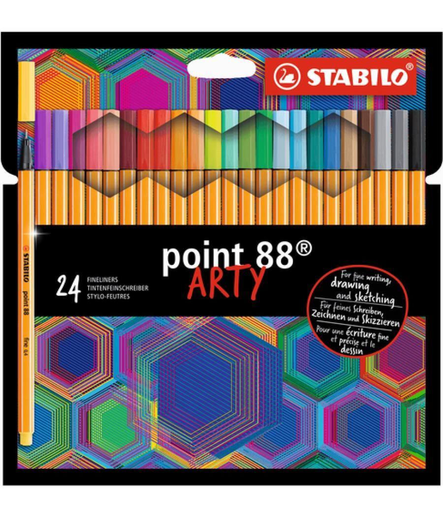 Rotulador stabilo point 88 punta de fibra arty line estuche cartón de 24 unidades colores surtidos