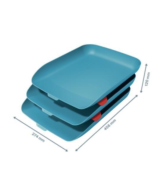 Bandeja sobremesa plástico leitz cosy set de 3 unidades azul 274x120x456 mm