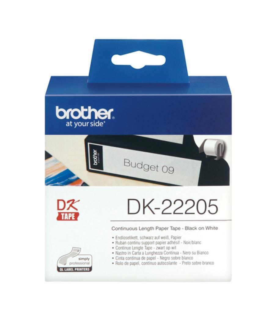 Cinta de papel continuo brother dk-22205 para impresoras de etiquetas ql