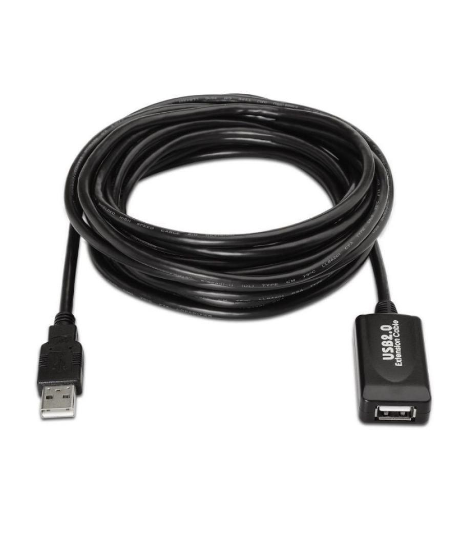 Cable alargador usb 2.0 aisens a101-0018/ usb macho - usb hembra/ hasta 2.5w/ 60mbps/ 5m/ negro