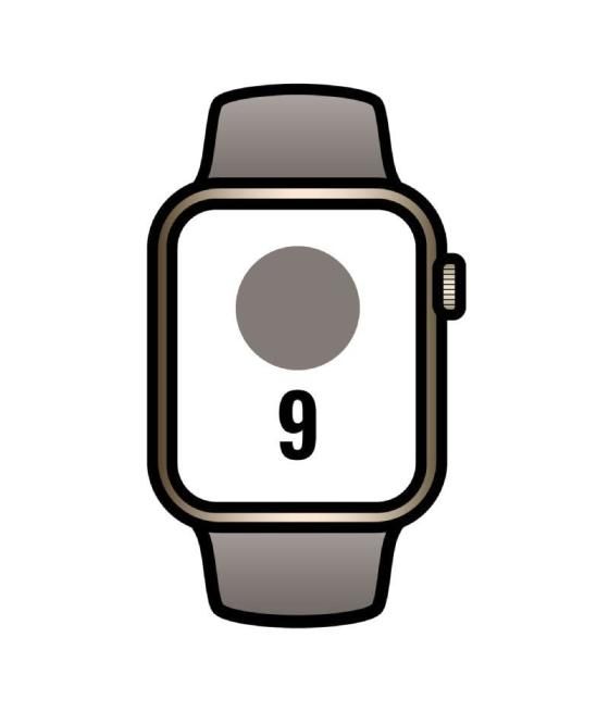 Apple watch series 9/ gps/ cellular/ 41 mm/ caja de acero oro/ correa deportiva arcilla m/l