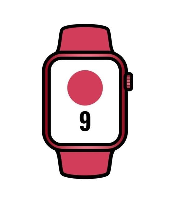 Apple watch series 9/ gps/ 45mm/ cellular/ caja de aluminio rojo/ correa deportiva rojo m/l