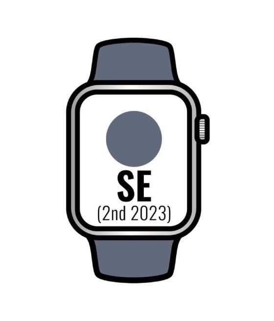 Apple watch se 2 gen 2023/ gps/ cellular/ 40mm/ caja de aluminio plata/ correa deportiva azul tempestad m/l