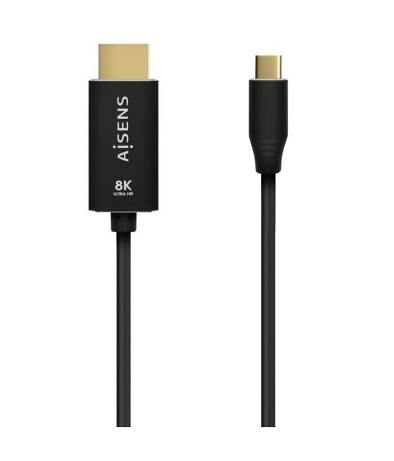 Cable conversor aisens a109-0711/ usb tipo-c macho/ hdmi 8k macho/ hasta 27w/ 6000mbps/ 1m/ negro