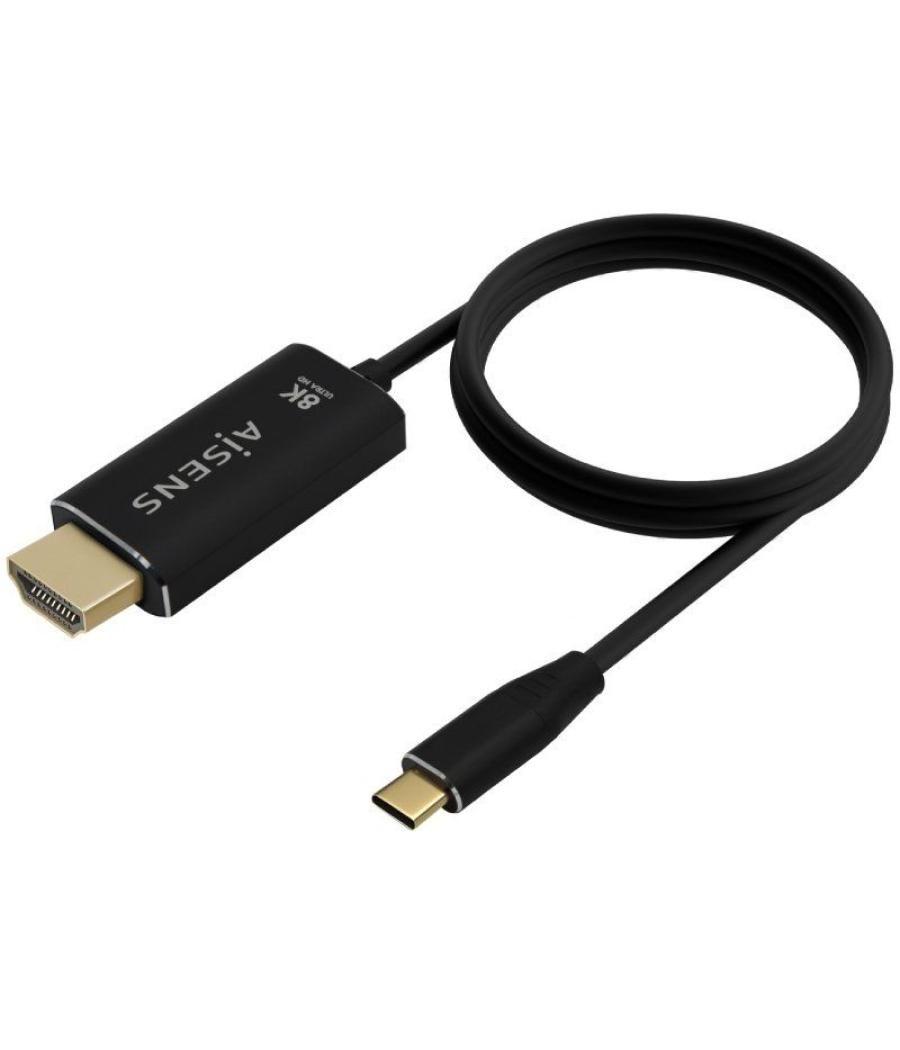 Cable conversor aisens a109-0711/ usb tipo-c macho/ hdmi 8k macho/ hasta 27w/ 6000mbps/ 1m/ negro