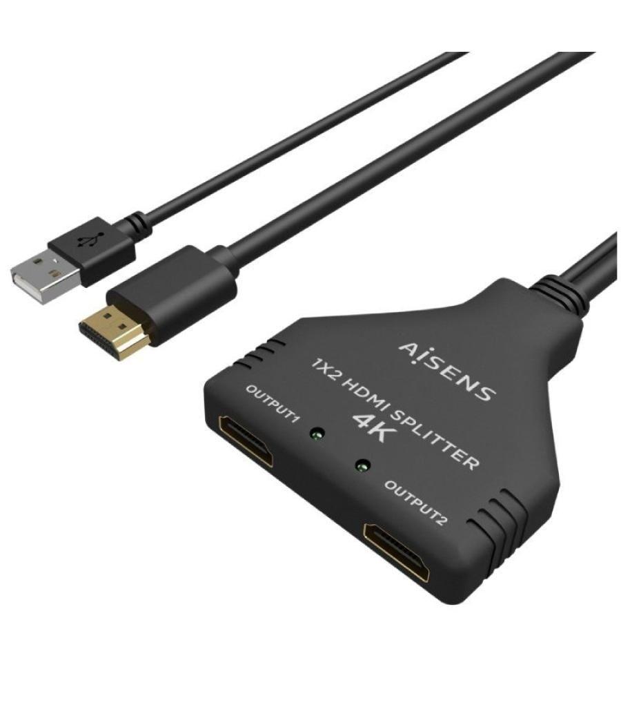 Duplicador hdmi 4k aisens a123-0654/ 2 hdmi hembra - hdmi macho - usb macho/ 30cm/ negro