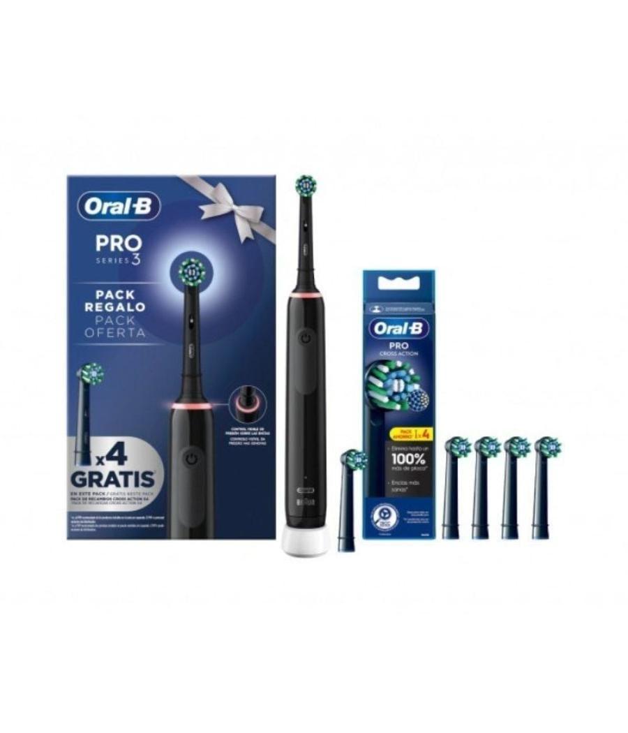 Cepillo dental braun oral-b pro 3/ incluye 4 cabezales/ negro