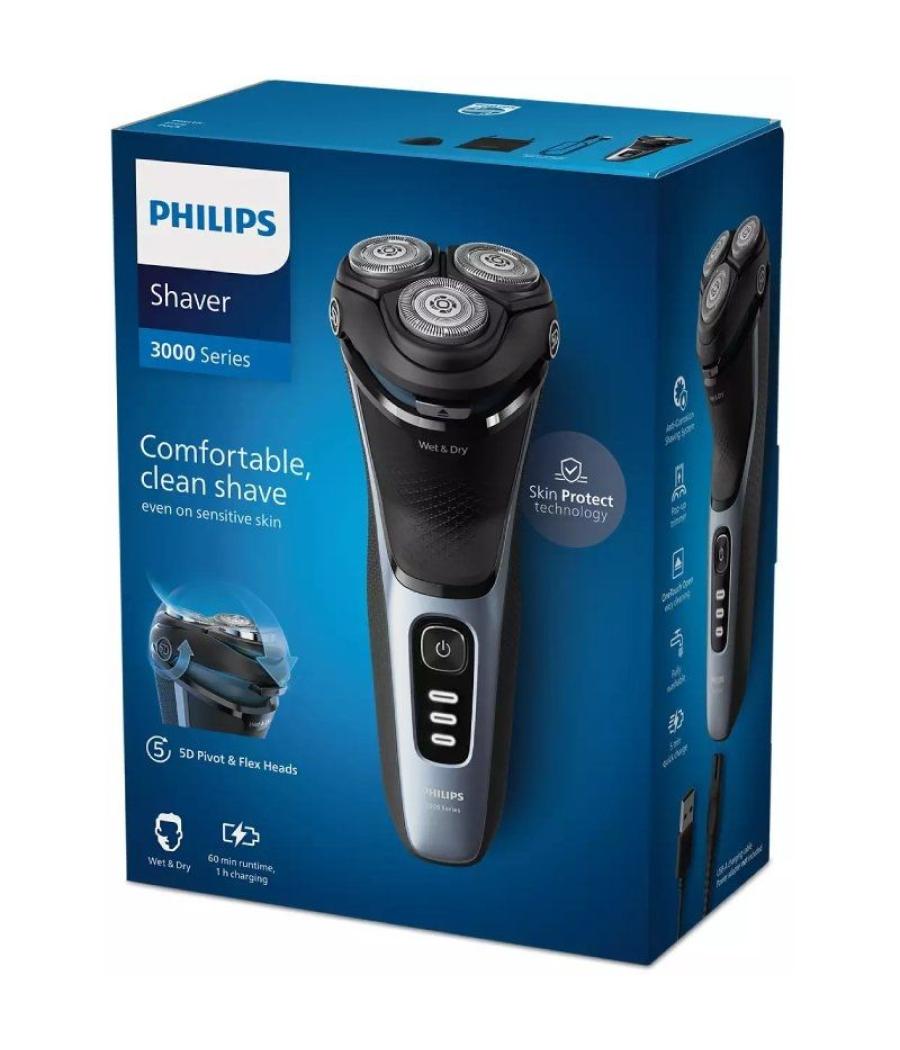 Afeitadora philips shaver series 3000 s3243/12/ con batería / 2 accesorios