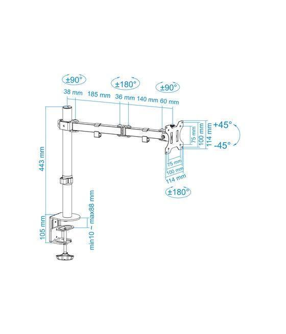TooQ Soporte de Mesa Giratorio e Inclinable para Pantalla (Monitor / TV Plasma / LCD / LED) 13"-32", de Un Brazo, max 8 kg, Negr