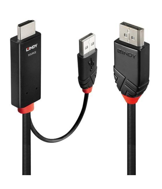 Lindy 41499 adaptador de cable de vídeo 2 m HDMI + USB Type-A DisplayPort Negro