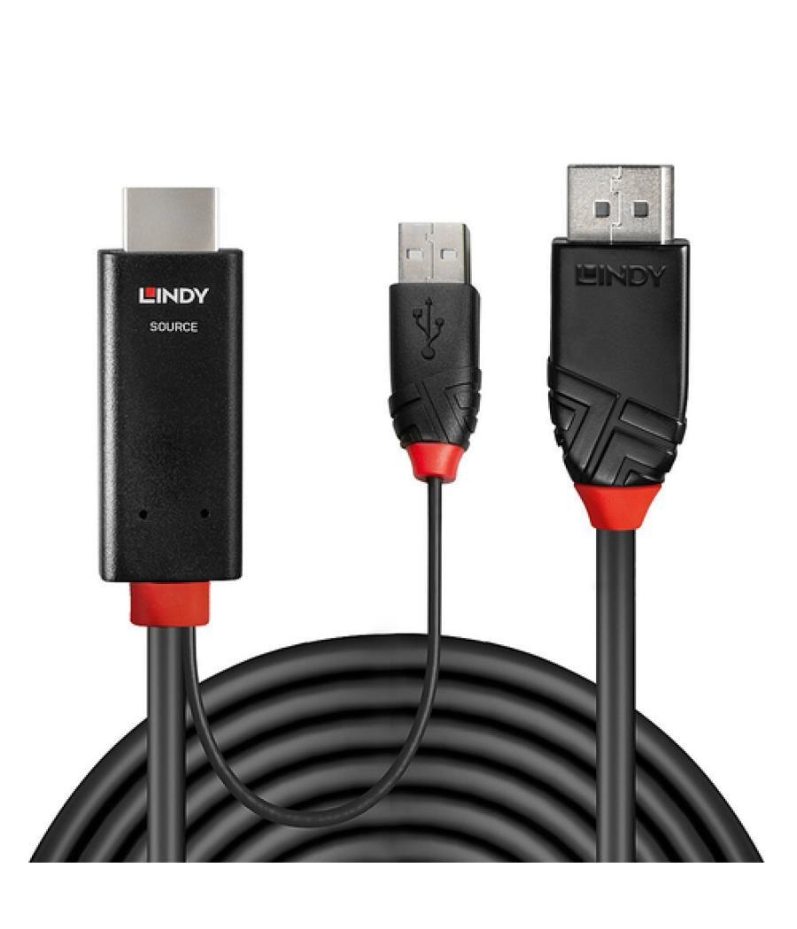 Lindy 41499 adaptador de cable de vídeo 2 m HDMI + USB Type-A DisplayPort Negro