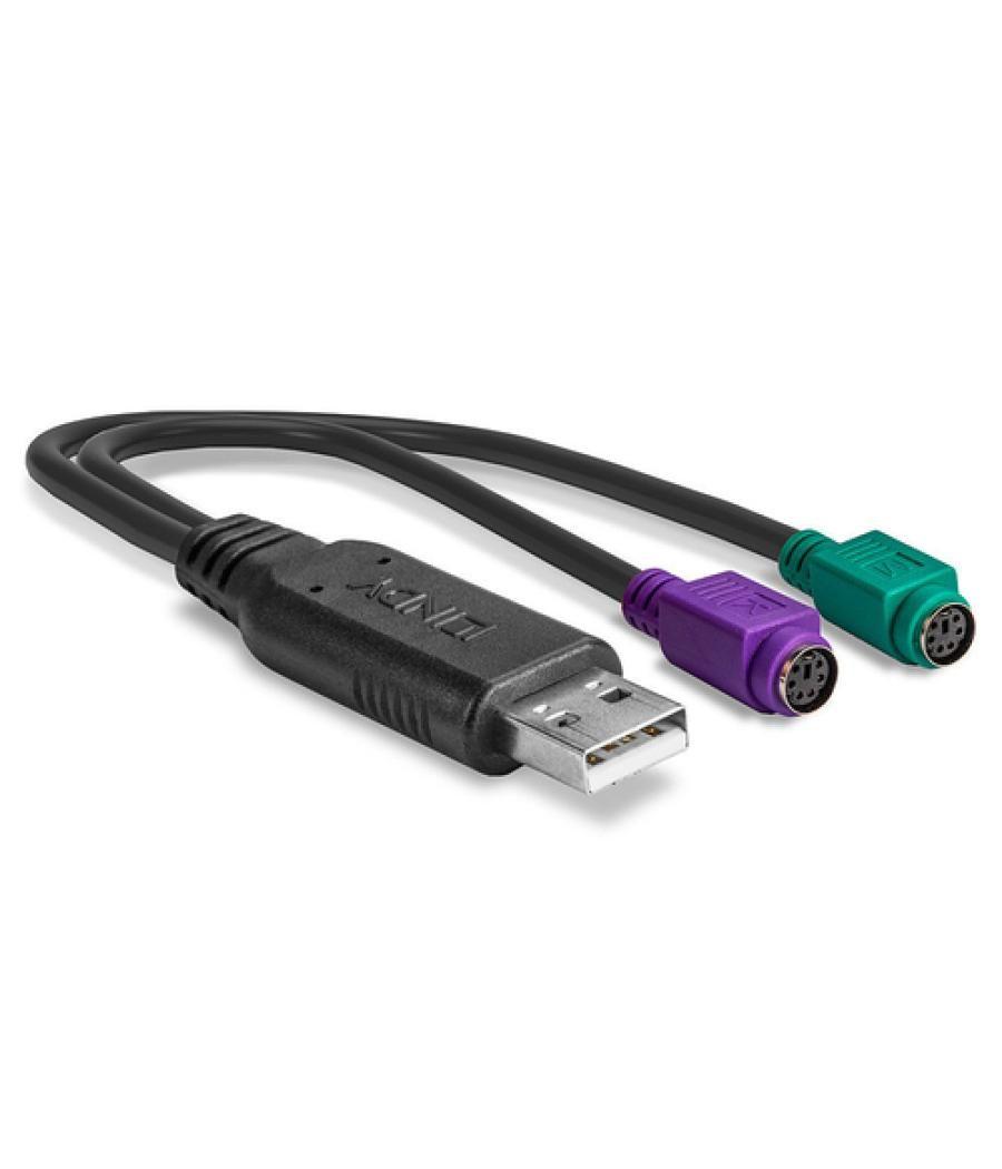 Lindy 42651 cambiador de género para cable USB A 1.1 2 x Mini-DIN 6 Pin Negro