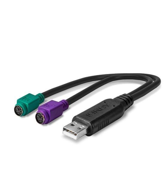 Lindy 42651 cambiador de género para cable USB A 1.1 2 x Mini-DIN 6 Pin Negro