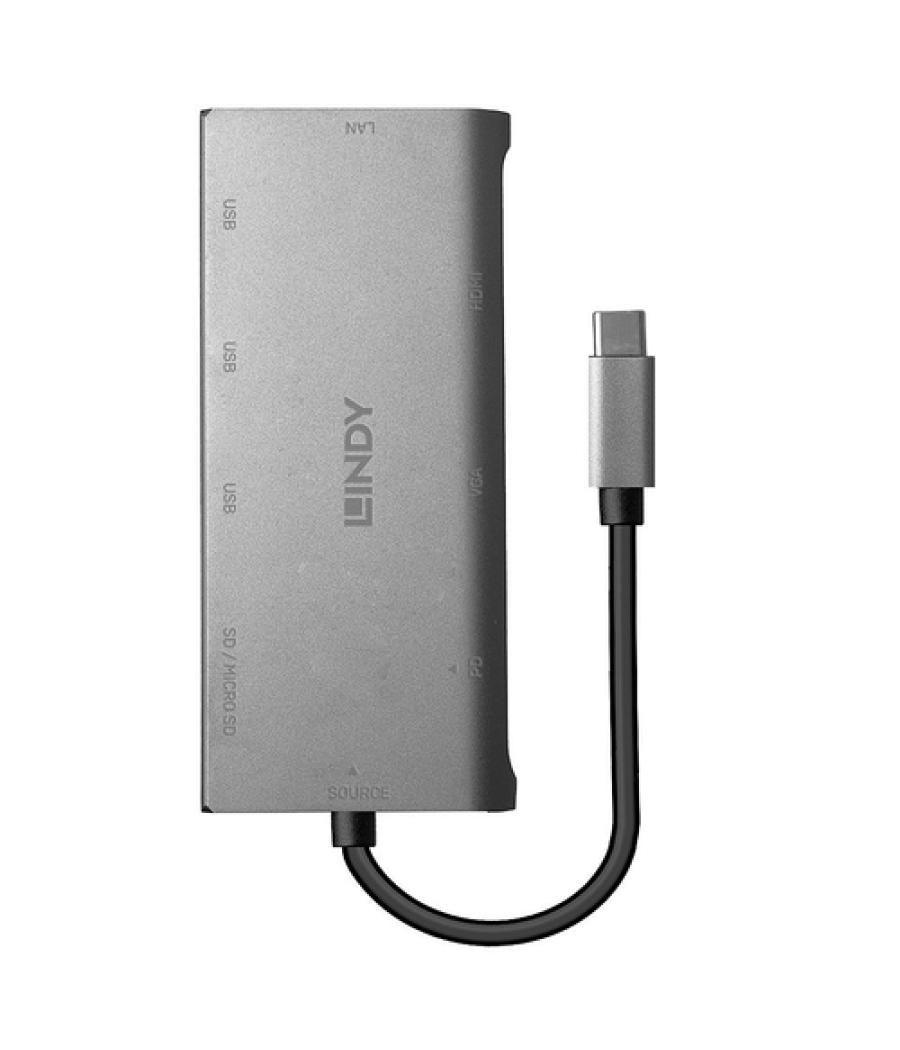 Lindy 43278 hub de interfaz USB 3.2 Gen 1 (3.1 Gen 1) Type-C 5000 Mbit/s Gris