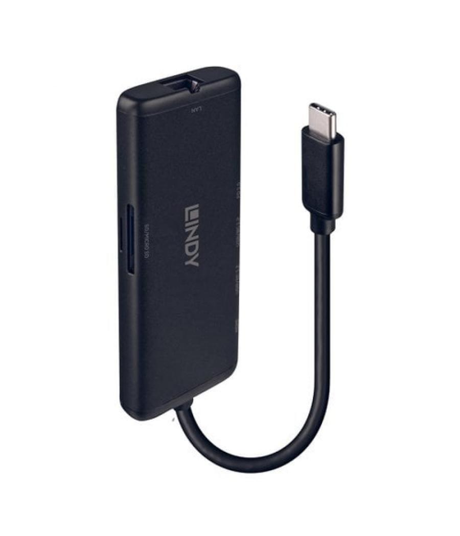 Lindy 43358 base para portátil y replicador de puertos Alámbrico USB 3.2 Gen 1 (3.1 Gen 1) Type-C Negro