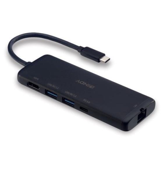 Lindy 43358 base para portátil y replicador de puertos Alámbrico USB 3.2 Gen 1 (3.1 Gen 1) Type-C Negro