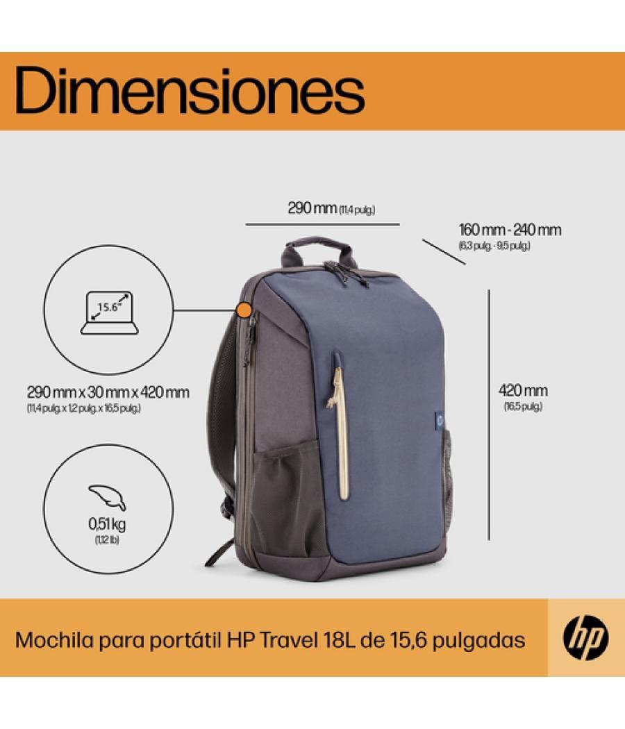 HP Mochila para portátil Travel de 15,6 pulgadas y 18 litros, color gris