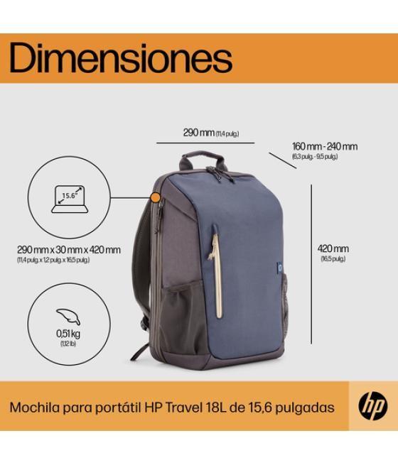 HP Mochila para portátil Travel de 15,6 pulgadas y 18 litros azul noche