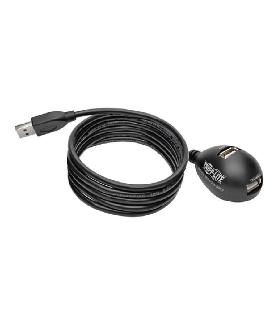 Tripp Lite U024-005-DSK2 Cable de Extensión de Escritorio de 2 Puertos USB 2.0 (M/2xH), 1.52 m [5 pies]
