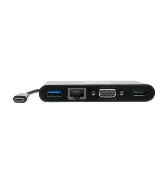 Tripp Lite U444-06N-HV4GUB Adaptador USB 3.1 Gen 1 USB-C, 4K @30Hz - HDMI, VGA, Puerto de Hub USB-A y Gigabit Ethernet, Negro