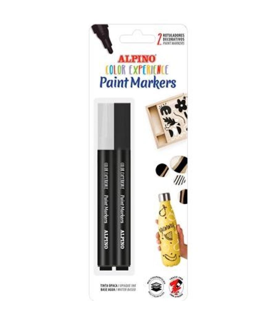 Alpino rotuladores multisuperficies paint markers color experience estuche 2 blanco y negro