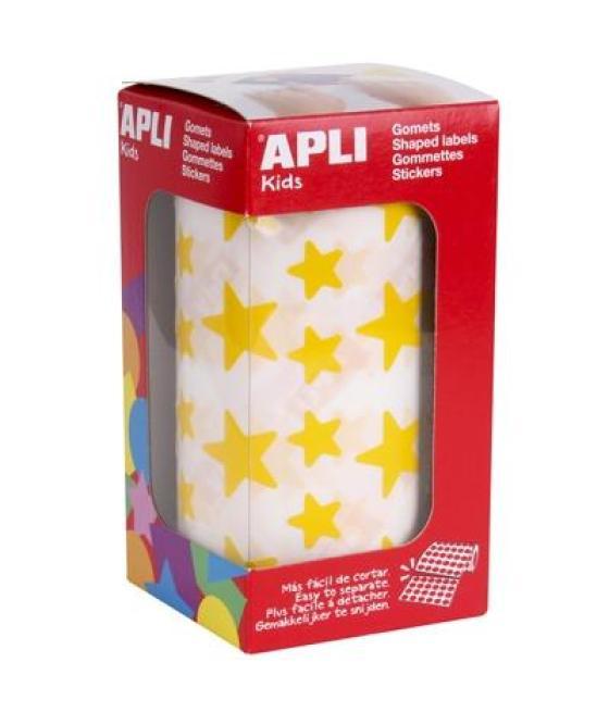 Apli gomets estrella 12,5mm y 19,5mm rollo amarillo