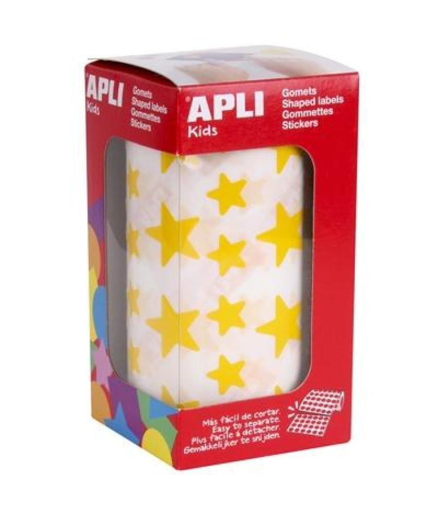 Apli gomets estrella 12,5mm y 19,5mm rollo amarillo