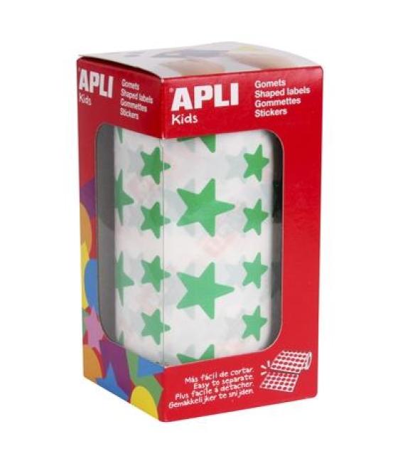 Apli gomets estrella 12,5 mm y 19,5mm rollo verde