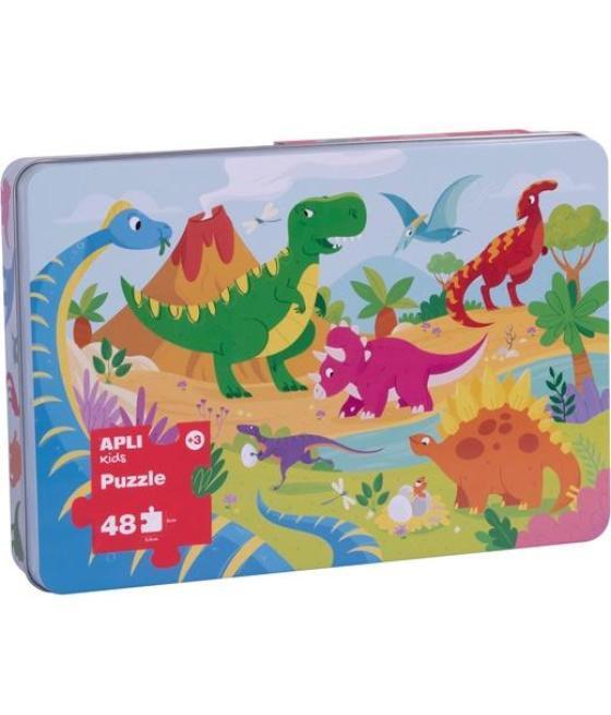 Apli puzzle temática dinosaurios 24 piezas caja metálica  3 años