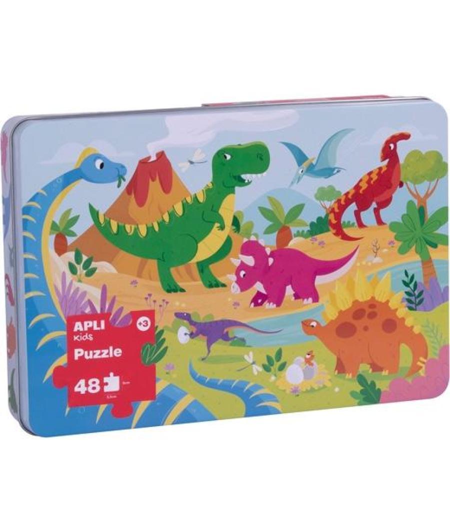 Apli puzzle temática dinosaurios 24 piezas caja metálica +3 años